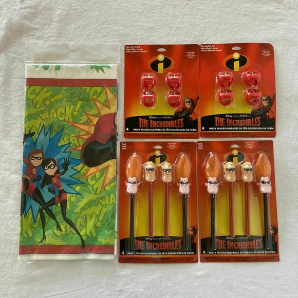 New The Incredibles 1 Table Cover 54" x 102", 4 Packages Party Favors Birthday - Picture 1 of 8